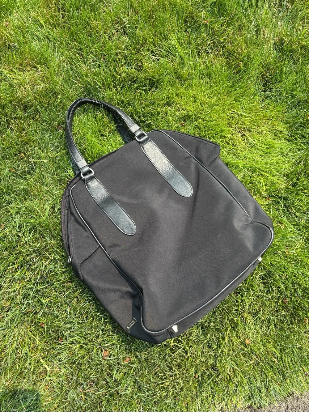 HOBO Black Nylon Hobo with Leather Trim